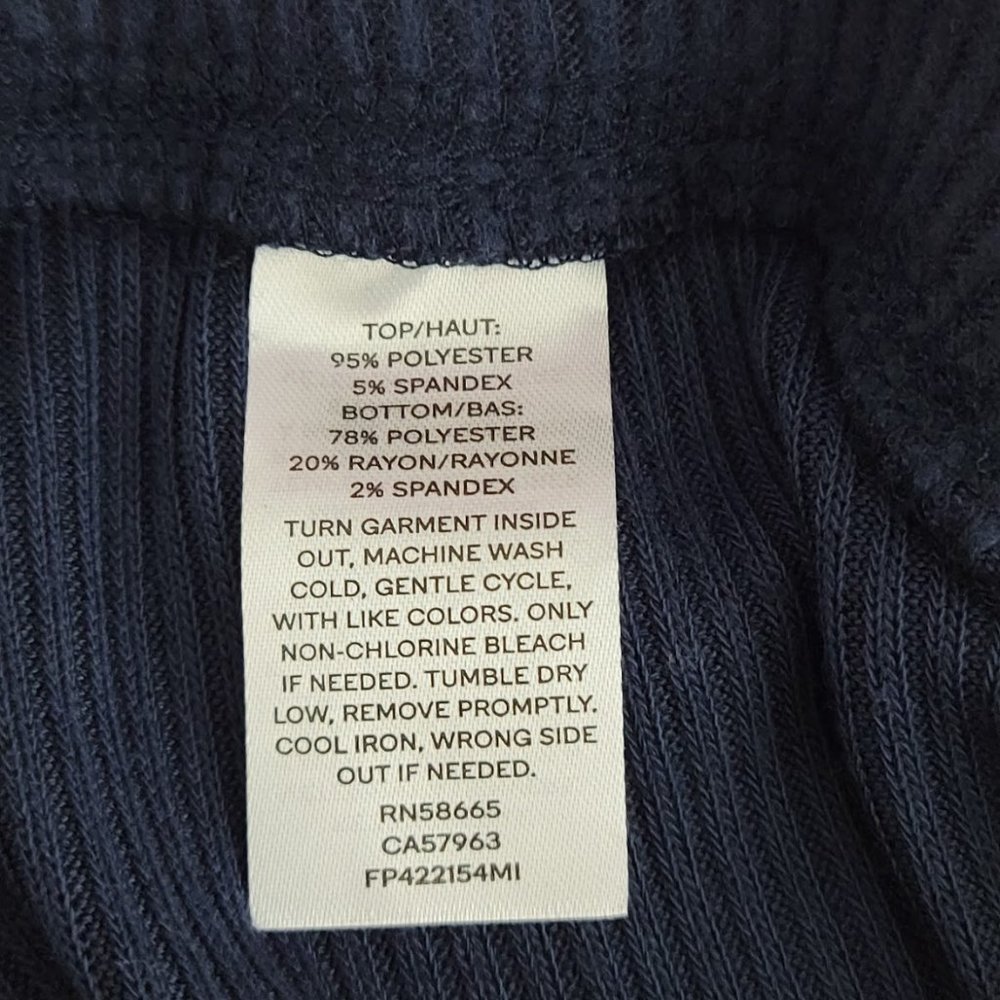 FREE PRESS rib knit pajamas pants blue Sz L - Picture 5 of 5